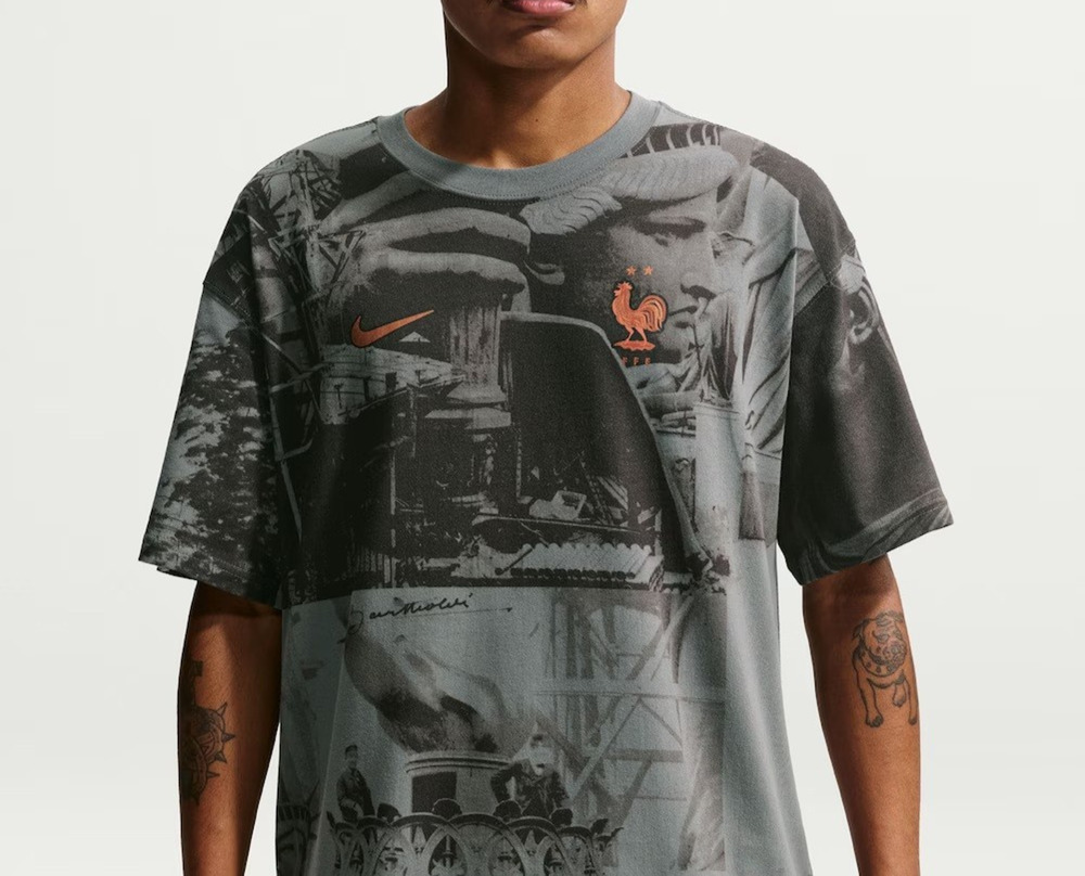 Nike France National Team FFF All Over Print T Shirt IQ2261-068 sz L Loose Fit